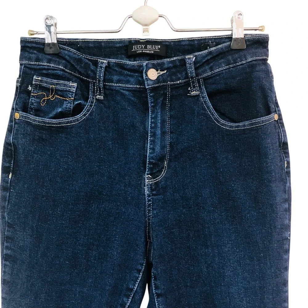 Judy‎ Blue Dark Wash High Rise Straight Jeans Womens 7/28 Blue Denim Stretch